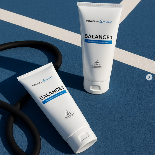 Balance1 AHA/BHA Exfoliating Cleanser bottle – manufactured in the USA